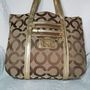 COACH Gold Poppy Op Art Glam Tote